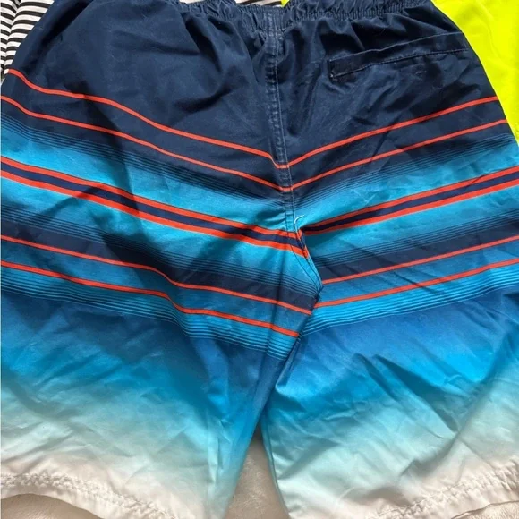 Boys L/XL 12/4 3 Colorful Striped Swim Shorts Lot - Picture 5 of 12